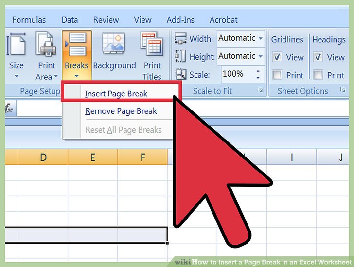 How to change page breaks in excel